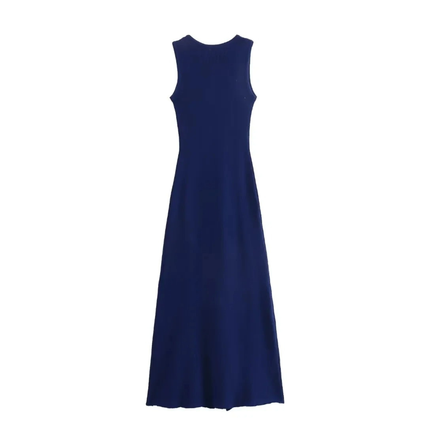 Nina | Abito Midi in Maglia con Bottoni, Scollo Tondo e Tasche